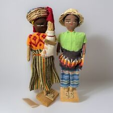 2 Vtg Ethnic Handmade Peruvian Dolls on Bases Male Female Couple picture