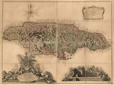 1763 Map of Island of Jamaica | Vintage Island of Jamaica Map Reproduction | Vin picture