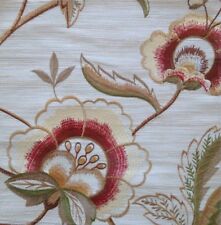 SCALAMANDRE Less & More Mocha Floral Embroidery Rust Tan Remnant New  picture
