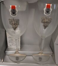 CHE Artisans De Pewter~Grape Design/Pewter Hand Blown Glass Wine Glasses COA picture