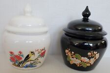 Vintage Avon Ginger Jars 1 Black And 1 White Both Glass picture