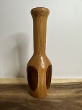 Vintage Mid Century Modern Two Toned Wood Turned Vase. Please Read Description picture