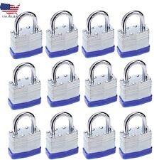 Laminated Steel Padlock with Key, Lock 1-1/4 in Wide Lock Body, Fence, 12 Pack picture