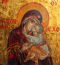 VIRGIN MARY AND CHRIST CHILD ORTHODOX HAND PAINTED ICON picture