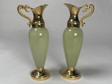 Set of 2 Vintage Brass and Onyx Vase Urn Trophy Candlestick Dragon Holders 6.5