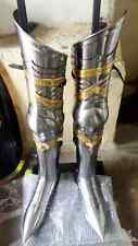 Fully Wearable Gothic Dark Medieval Knight Pair Of Leg Set Armor Greaves picture