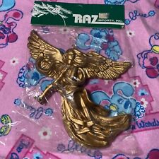 Vintage 1980s Raz Imports Gold Golden Angel Horn Ornament New NIP picture