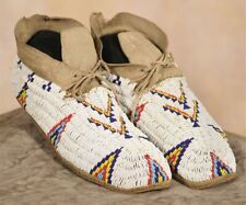Old American Sioux Style Leather Handmade Beaded Moccasins MCN119 picture