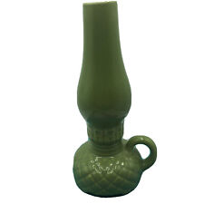 VINTAGE Rare Pottery Kerosene Lamp Shaped Green Vase￼9” Fun picture