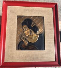 Mid Century Modern Enamel Hand Paintings Coppercraft of Hollywood Red Frame picture
