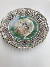 1930’s RARE SCHUMANN#72 ARZBERG GERMANY PORCELAIN HAND PAINTED RETICULATED PLATE picture