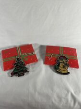 Vintage Russ Berrie & Co.  Ornaments Stained Glass Xmas Theme ~ Lot of 2 picture