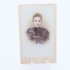 Antique 1800s Colored CDV Photo Beautiful Young Woman France picture