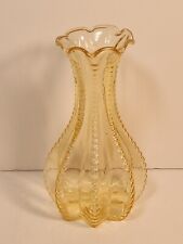 Imperial Bud Vase Beaded Yellow Glass Ruffled Fluted Vintage picture