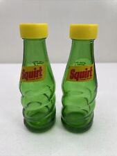 Squirt Soda Salt And Pepper Shakers Vintage 1974 Glass With Plastic Tops picture