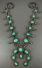 HUGE Vintage Navajo Sterling Silver Turquoise Squash Blossom Necklace VERY NICE picture