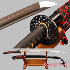 Red Real Rayskin Japanese Samurai KATANA Sword Cool Clay Tempered Sharp Blade picture
