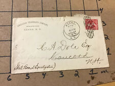 Original Envelope: 1893 AMERICAN TELEGRAPH COMPANY keene NH picture