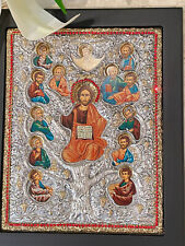 Antique 12 Apostles Icon Vintage Christian Icons Twelve Apostles Silver Gold picture