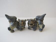 A PAIR Vintage  Asian Ceramic  Foo Dogs  Temple Lion Figurines picture