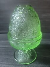 Tiara Chantilly Green Indiana Sandwich Glass Fairy Lamp Candle Tea Light 2 Pc picture