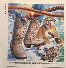 Nocona Boots Bullwhip Mountain Lion Cougar Rockies Snow Vintage Print Ad 1982 picture