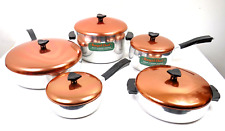 1950's Royal Chef Aluminum Copper & Bakelite NOS Cookware 10 pc Set of Pots Pans picture