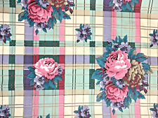 4+ yards Vintage Fabric in Floral Tartan Print Rare Wellington by Seabrook picture