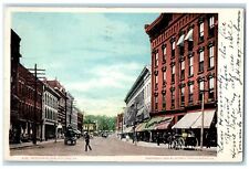 1906 Merchants Row Horse Carriage Wagon People Street Rutland Vermont Postcard picture