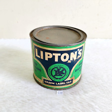 1950s Vintage Liptons Green Label Tea Advertising Tin Box Rare Decorative TB45 picture
