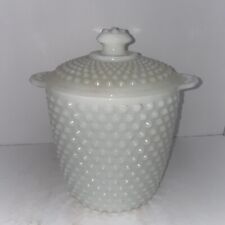 Vintage Anchor Hocking Hobnail Milk Glass Biscuit Barrel in Great Condition picture