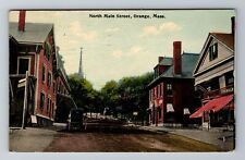 Orange MA-Massachusetts, North Main Street, Antique, Vintage c1930 Postcard picture