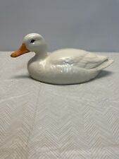 Vintage Ceramic Duck Figurine Signed JS 85 Beautiful White  11.5 “ X 5” picture