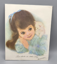Vintage Northern Paper Little Girl with Kitten Print Frances Hook Signature 8x10 picture