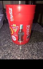 Set of 2 New Coke Coca-Cola 25 fl oz Vintage Logo Advertisements Red Plastic Cup picture