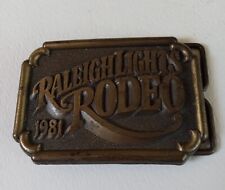 Vintage 1981 Raleigh Lights Rodeo Brass Belt Buckle, 20% To Warriors and Rodeo picture