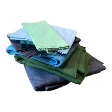 Lot of VTG 1960s Scrap Fabric 8LBS Blues & Greens Wool Cotton MCM 60s Material picture
