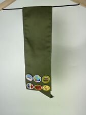 Vintage Boy Scout BSA Merit Badge Sash With 6 Badges Preowned picture