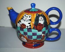 Catzilla by Candace Reiter tea pot and large cup combo set, READ NOTE picture