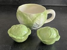Vintage Lettuce Cabbage Ceramic Salt Pepper Shakers & Mug Spring Garden picture