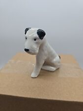 Vintage Porcelain Terrier Dog Statue Figurine, White w/Black, Japan? picture