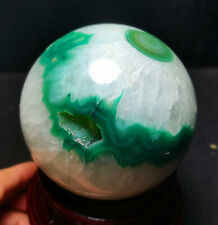 RARE 875.7g Beautiful Colorful Green Agate Crystal Quartz Ball Healing WD1187 picture