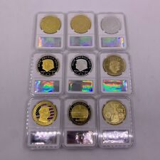 9pc/lot USA President Donald Trump Gold Plated Coin Challenge Coin In Case Fans picture