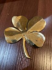 Vintage 1984 24k Gold Plated Gerity 4 Leaf Clover Paperweight Good Luck Gift picture