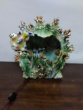 Rare Antique MCM Gold Gilt Tropical Fish Lamp Made Italy Capodimonte Features  picture