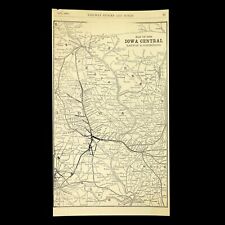 Vintage IOWA CENTRAL Railway Map Railroad Peoria Minneapolis Antique ca 1905 picture