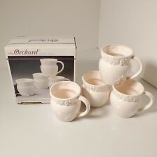 Vintage Orchard Collection Himark 4 Ceramic Mugs Light Pinkish Color 12 oz Mugs picture