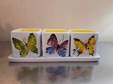 Dean Crouser Butterfly Planter Set Demdaco Ceramic Gorgeous picture