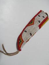 ANTIQUE ASSINIBOINE PLAINS INDIAN FULLY BEADED KNIFE CASE - EXCELLENT CLEAN COND picture