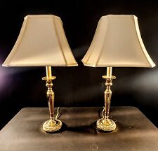 Set of Two Solid Brass Stiffel Buffet Lamps - 30 inches Tall - MINT CONDITION picture